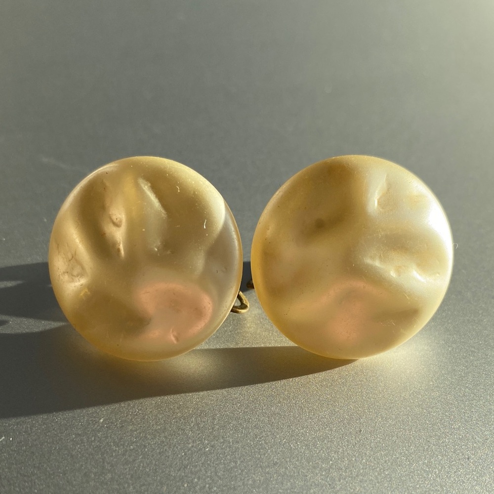 Elegant Cream Button clip designer 🧑‍🎨 Earrings
